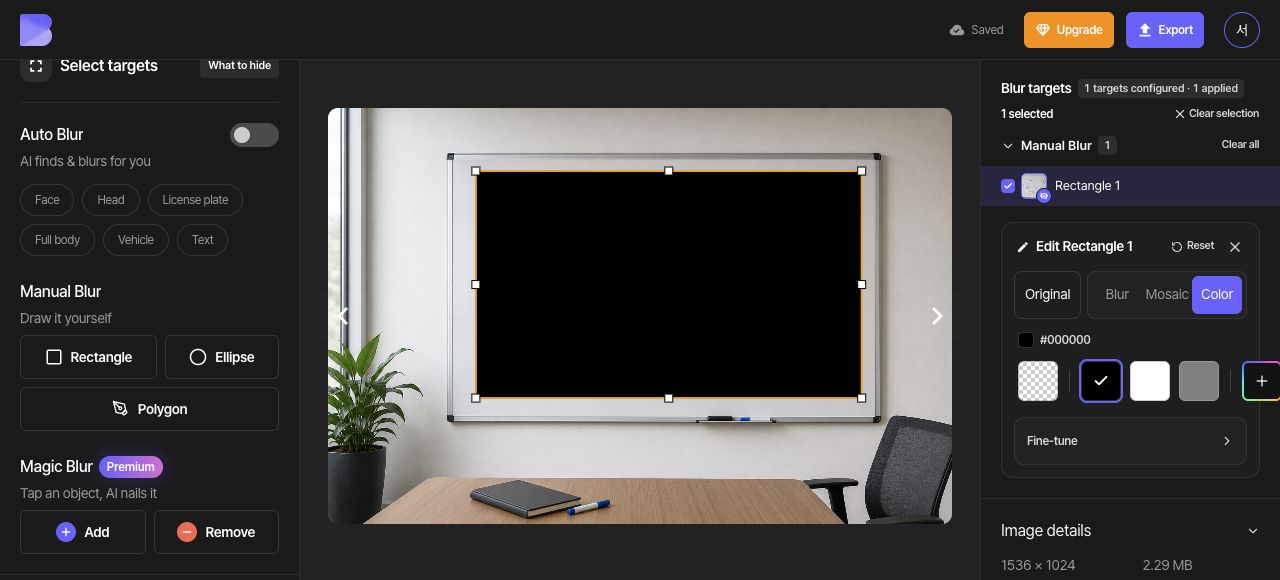 The individual Color setting in Edit Rectangle 1 covers all the drawings in black.