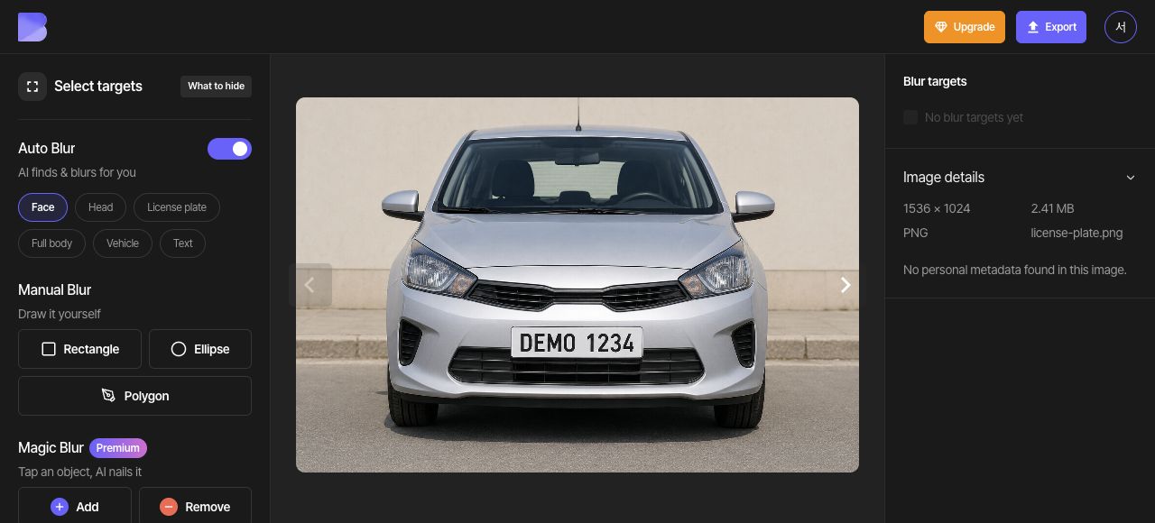 The original vehicle photo contains the fictional DEMO 1234 plate.