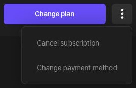 Change payment method item in the subscription-management menu